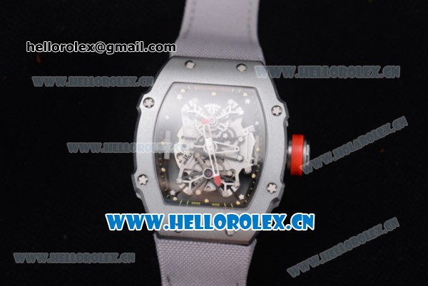 Richard Mille RM 27-01 Tourbillon Rafael Nadal Miyota 9015 Automatic Steel Case with Skeleton Dial Dot Markers and Grey Nylon Strap - Click Image to Close